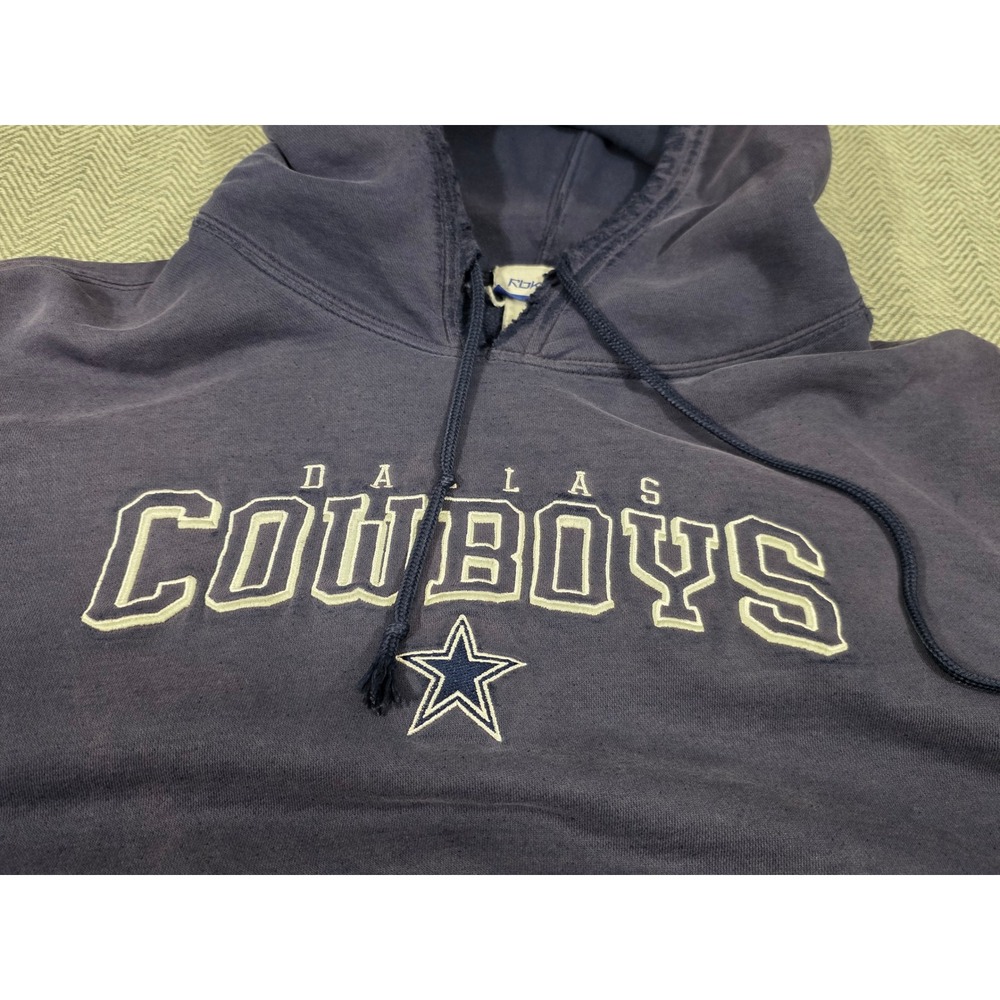 Vintage Reebok Dallas Cowboys Distressed Hoodie Navy Blue Thrashed NFL Mens XL